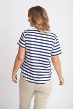 Load image into Gallery viewer, Goondiwindi Cotton - Crew Neck Striped Tee in Navy/White colour back shot