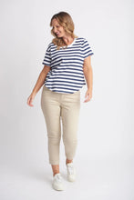 Load image into Gallery viewer, Goondiwindi Cotton - Crew Neck Striped Tee in Navy/White colour front shot
