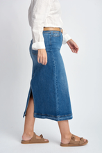 Load image into Gallery viewer, Goondiwindi Cotton - Denim Straight Skirt With Back Split - Light Blue colour side shot