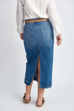 Load image into Gallery viewer, Goondiwindi Cotton - Denim Straight Skirt With Back Split - Light Blue colour back shot
