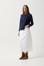 Load image into Gallery viewer, Goondiwindi Cotton - Frill Collar Long Sleeve Tee - Parisian Navy colour side shot