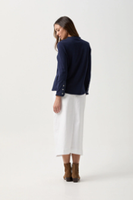 Load image into Gallery viewer, Goondiwindi Cotton - Frill Collar Long Sleeve Tee - Parisian Navy colour back shot