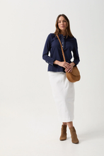 Load image into Gallery viewer, Goondiwindi Cotton - Frill Collar Long Sleeve Tee - Parisian Navy colour front shot