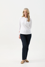 Load image into Gallery viewer, Goondiwindi Cotton - Frill Collar Long Sleeve Tee - White colour front shot