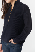 Load image into Gallery viewer, Goondiwindi Cotton - Jillaroo ½ Zip Merino Cotton Jumper - Navy colour side shot