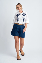 Load image into Gallery viewer, Goondiwindi Cotton - Linen Shorts in Navy colour front shot