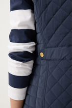 Load image into Gallery viewer, Goondiwindi Cotton - Longline Quilted Vest Navy - Navy colour back closed up shot
