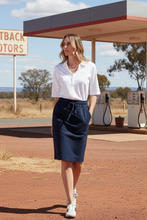 Load image into Gallery viewer, Goondiwindi Cotton - Pima Cotton 3/4 Sleeve Polo - White colour front shot