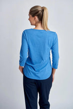 Load image into Gallery viewer, Goondiwindi Cotton - Pima Cotton Crew Neck 3/4 Sleeve Tee in Regatta Blue colour back shot