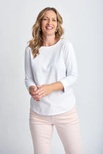 Load image into Gallery viewer, Goondiwindi Cotton - Pima Cotton Crew Neck 3/4 Sleeve Tee in White colour front shot