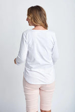 Load image into Gallery viewer, Goondiwindi Cotton - Pima Cotton Crew Neck 3/4 Sleeve Tee in White colour back shot