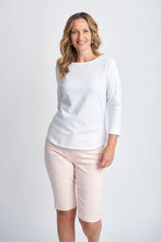 Load image into Gallery viewer, Goondiwindi Cotton - Pima Cotton Crew Neck 3/4 Sleeve Tee in White colour front shot