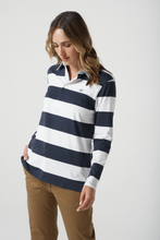 Load image into Gallery viewer, Goondiwindi Cotton - Relaxed Fit Stripe Cotton Rugby - White/ Parisian colour side shot