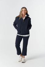 Load image into Gallery viewer, Goondiwindi Cotton - Rugged ½ Zip Cotton Sweater - Dark Navy colour front shot