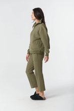 Load image into Gallery viewer, Goondiwindi Cotton - Rugged ½ Zip Cotton Sweater - Sage colour side colour