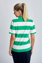 Load image into Gallery viewer, Goondiwindi Cotton - Striped Polo in Kelly Green/White colour back shot