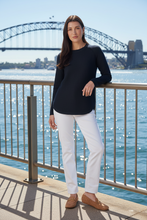 Load image into Gallery viewer, Goondiwindi Cotton - The Classic Crew Neck Raglan Jumper - Dark Navy colour front shot
