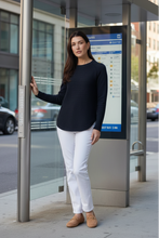 Load image into Gallery viewer, Goondiwindi Cotton - The Classic Crew Neck Raglan Jumper - Dark Navy colour front shot