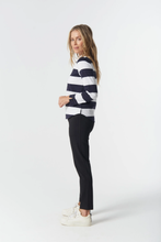 Load image into Gallery viewer, Goondiwindi Cotton - Travel Cotton Jersey Polo - Dark Navy/ White colour side shot