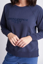 Load image into Gallery viewer, Goondiwindi Cotton Rugby Sweater in Navy colour front closed up shot