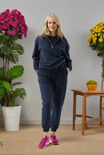 Load image into Gallery viewer, Goondiwindi Cotton - 1/2 Zip Raglan Sweater - Parisian Night colour front shot