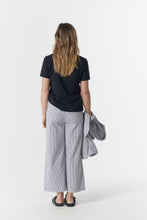 Load image into Gallery viewer, Goondiwindi Cotton - Ankle Wide Leg Stripe Jean - Navy/ White colour back shot