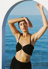 Load image into Gallery viewer, Salt Bandeau Top Black Color Front View