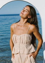 Load image into Gallery viewer, Salt Pleat Cami Sand Color Closed Up View