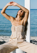 Load image into Gallery viewer, Salt Pleat Cami Sand Color Model Sitting