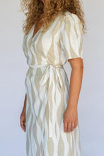 Load image into Gallery viewer, Hobo & Hatch - Estelle Wrap Dress in Island Stripe colour side closed up shot