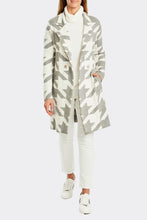 Load image into Gallery viewer, Ping Pong - Houndstooth Coatigan - Grey / Ivory Front View
