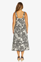 Load image into Gallery viewer, Jump - Bohemia Ric Rac Dress - Black/ Flax colour back shot