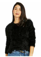 Load image into Gallery viewer, Jump - Eyelash Pullover - Black colour front shot