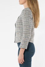 Load image into Gallery viewer, Jump - Multi Boucle Jacket- Blu,  round neck and buttoned closure