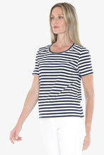Load image into Gallery viewer, Jump- Stripe Short Sleeve Tee - Navy/ White colour side shot