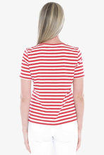 Load image into Gallery viewer, Jump - Stripe Short Sleeve Tee - Red/ White colour back shot