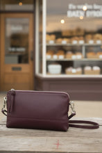Load image into Gallery viewer, Kara - Leather Purse With Strap in Aubergine colour