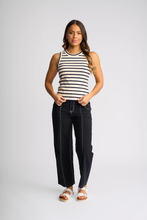 Load image into Gallery viewer, Knewe Label - True Tank - Ecru/ Ink Stripe colour front shot