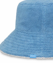 Load image into Gallery viewer, Beachie Reversible Bucket Hat in color Blue by Kooringal closed up shot