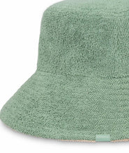 Load image into Gallery viewer, Beachie Reversible Bucket Hat in Sage colour by Kooringal closed up shot