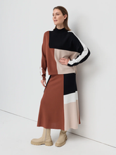Load image into Gallery viewer, Marco Polo - Earth Tones Knit Skirt - Chestnut colour side shot