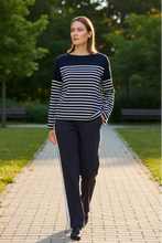 Load image into Gallery viewer, Marco Polo - Two Way Stripe Pullover - Navy/ White colour front shot