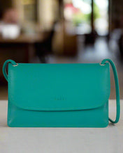 Load image into Gallery viewer, McKenzie Leather Crossbody Wallet in Turquoise colour