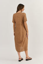 Load image into Gallery viewer, Naturals Linen Dress Gingerbread colour back shot
