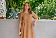 Load image into Gallery viewer, Naturals Linen Dress Gingerbread colour front shot