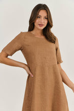 Load image into Gallery viewer, Naturals Linen Dress Gingerbread colour front shot