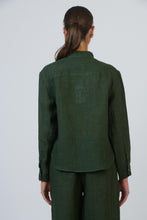 Load image into Gallery viewer, Naturals O&J Linen Buttoned Top Myrtle colour back shot