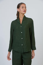 Load image into Gallery viewer, Naturals O&J Linen Buttoned Top Myrtle colour front shot