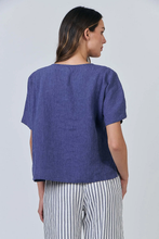 Load image into Gallery viewer, Naturals O&J Round Neck Top Blueberry colour back shot