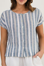 Load image into Gallery viewer, Naturals by O&J Short Sleeve Button Up Shirt Slipstream colour front closed up shot